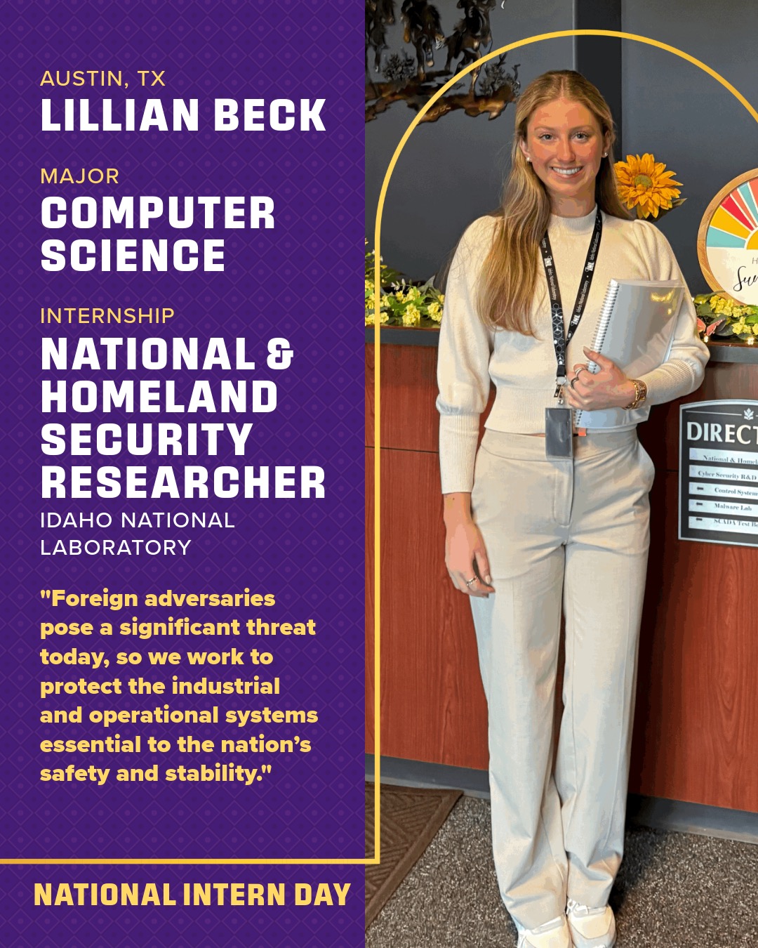 Intern Day photo and quote by Lillian Beck; text version follows at bottom of page.