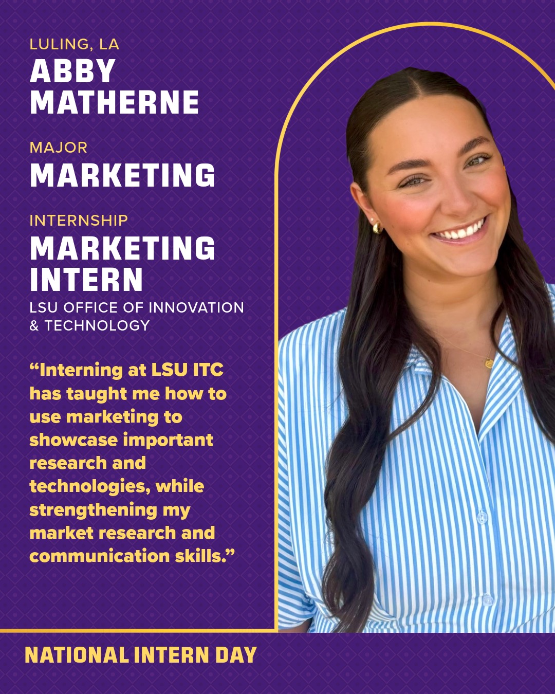 Intern Day photo and quote by Abby Matherne; text version follows at bottom of page.