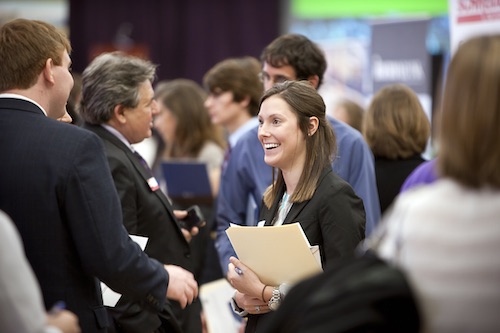 LSU Student interacting with employers at the Career Expo.