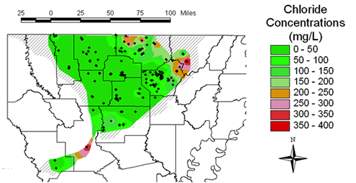 Map of the Sparta aquifer