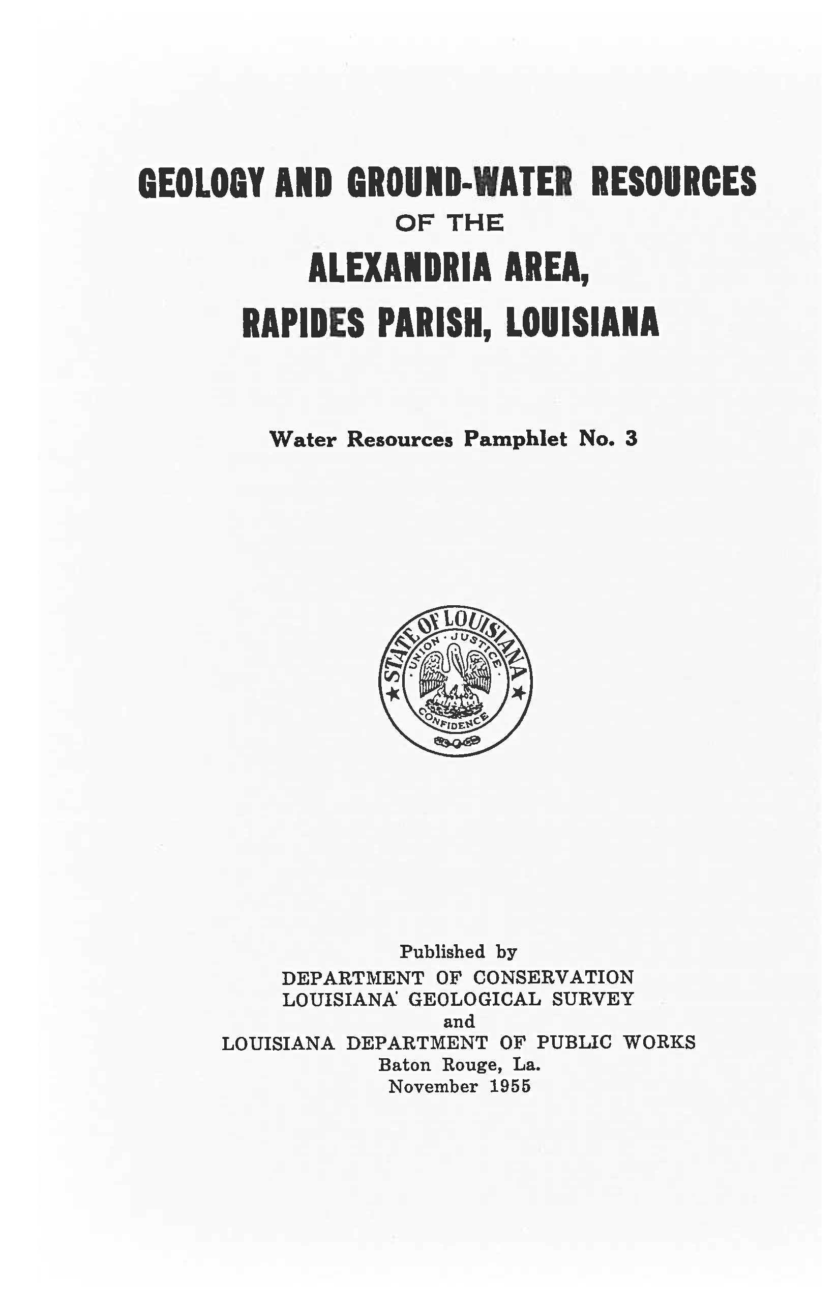 Geology and Ground-Water Resources of the Alexandria Area, Rapides Parish, Louisiana.