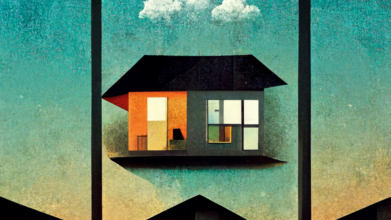 AI-generated image of suspended houses